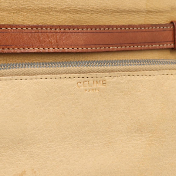 CELINE Macadam Canvas Shoulder Bag PVC Beige Gold Auth 159576