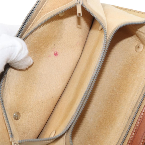 CELINE Macadam Canvas Shoulder Bag PVC Beige Gold Auth 159576