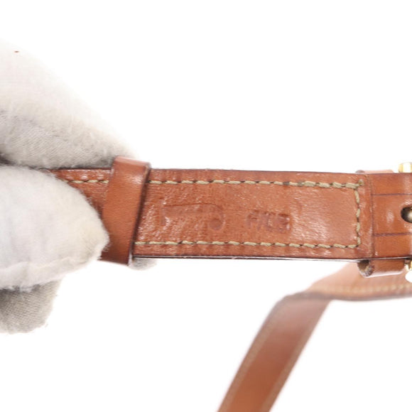 CELINE Macadam Canvas Shoulder Bag PVC Beige Gold Auth 159576