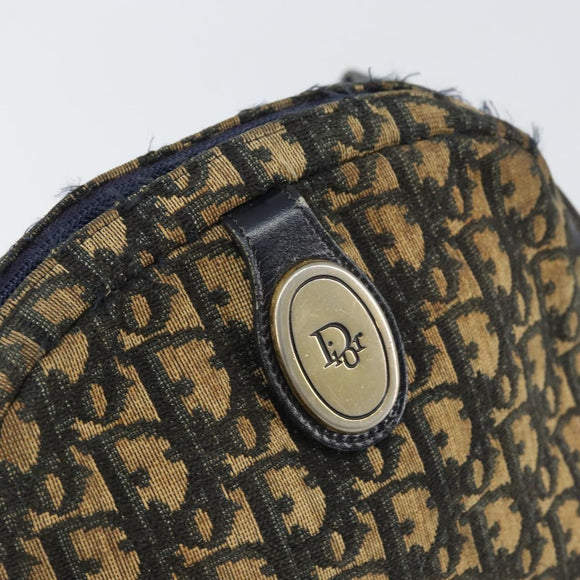 Christian Dior Trotter Canvas Shoulder Bag Navy Gold Auth 159578