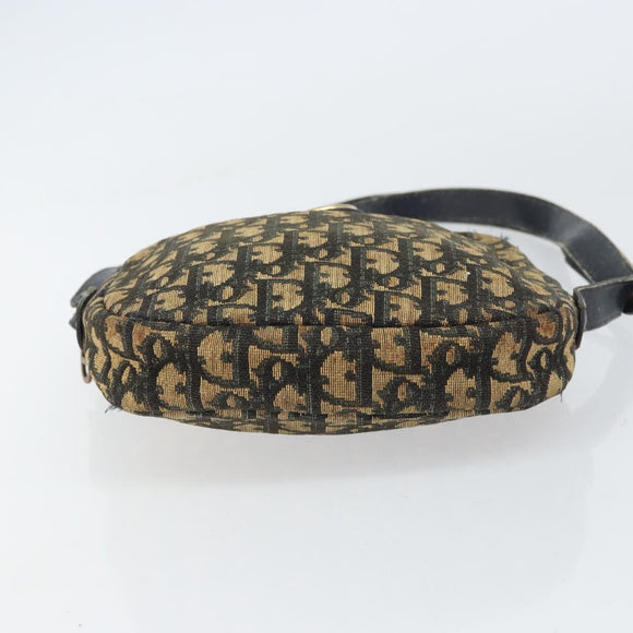 Christian Dior Trotter Canvas Shoulder Bag Navy Gold Auth 159578
