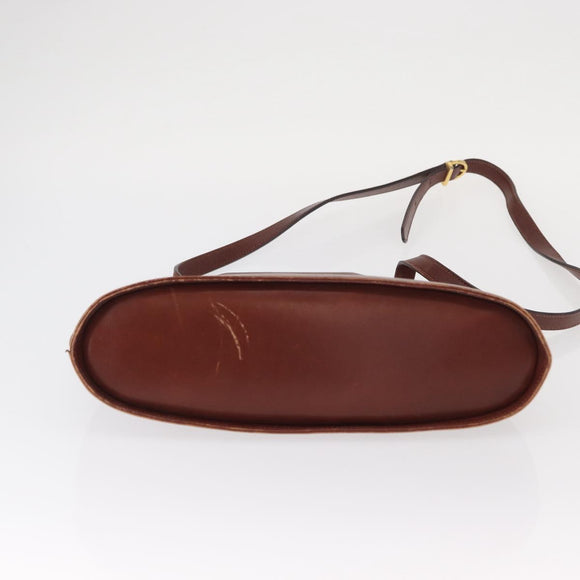 Salvatore Ferragamo Gancini Shoulder Bag Leather Brown Gold Auth 159579
