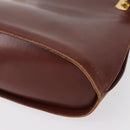 Salvatore Ferragamo Gancini Shoulder Bag Leather Brown Gold Auth 159579-15