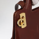 Salvatore Ferragamo Gancini Shoulder Bag Leather Brown Gold Auth 159579-19