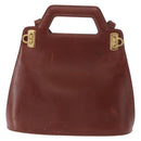 Salvatore Ferragamo Gancini Shoulder Bag Leather Brown Gold Auth 159579-13