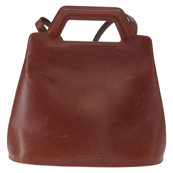 Salvatore Ferragamo Gancini Shoulder Bag Leather Brown Gold Auth 159579
