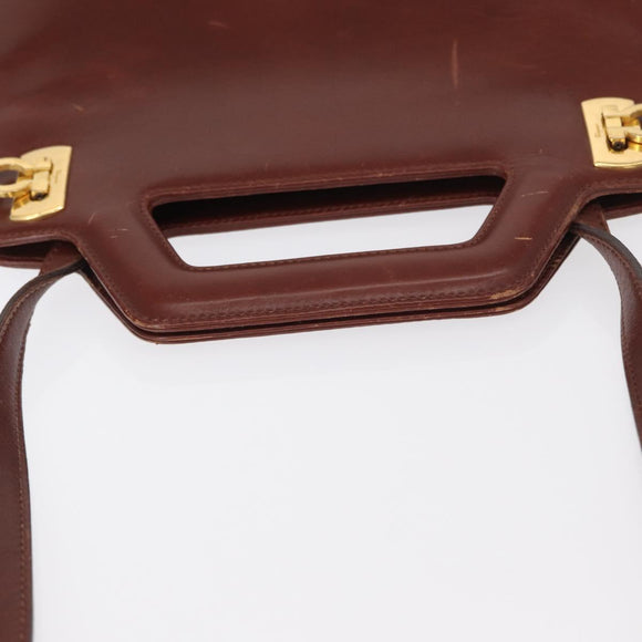 Salvatore Ferragamo Gancini Shoulder Bag Leather Brown Gold Auth 159579