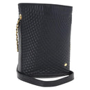 BALLY Chain Shoulder Bag Leather Navy Gold Auth 159580-1