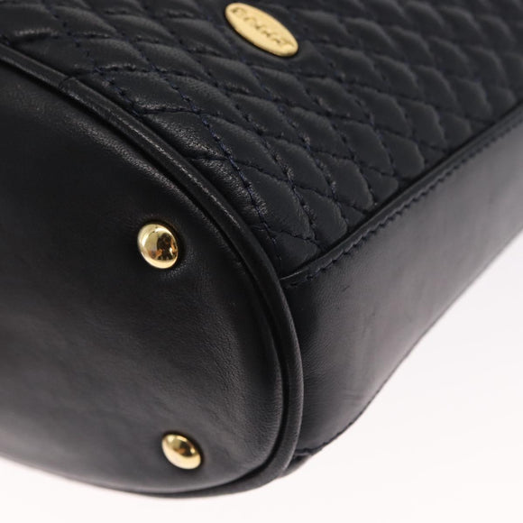 BALLY Chain Shoulder Bag Leather Navy Gold Auth 159580