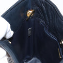 BALLY Chain Shoulder Bag Leather Navy Gold Auth 159580-20