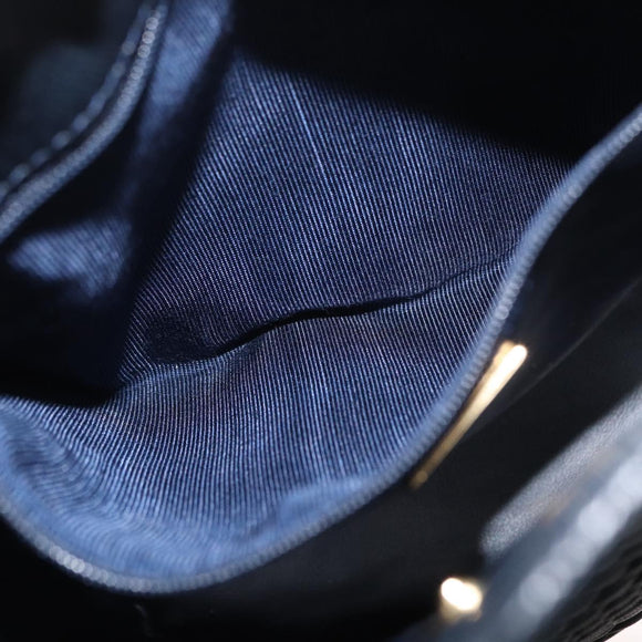 BALLY Chain Shoulder Bag Leather Navy Gold Auth 159580