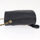 BALLY Chain Shoulder Bag Leather Navy Gold Auth 159580-4