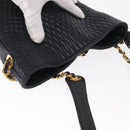 BALLY Chain Shoulder Bag Leather Navy Gold Auth 159580-6