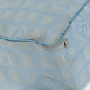 CHANEL New Travel Line Tote Bag Nylon Light Blue Silver CC Auth 159581-11