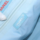 CHANEL New Travel Line Tote Bag Nylon Light Blue Silver CC Auth 159581-15