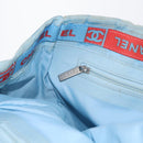 CHANEL New Travel Line Tote Bag Nylon Light Blue Silver CC Auth 159581-19