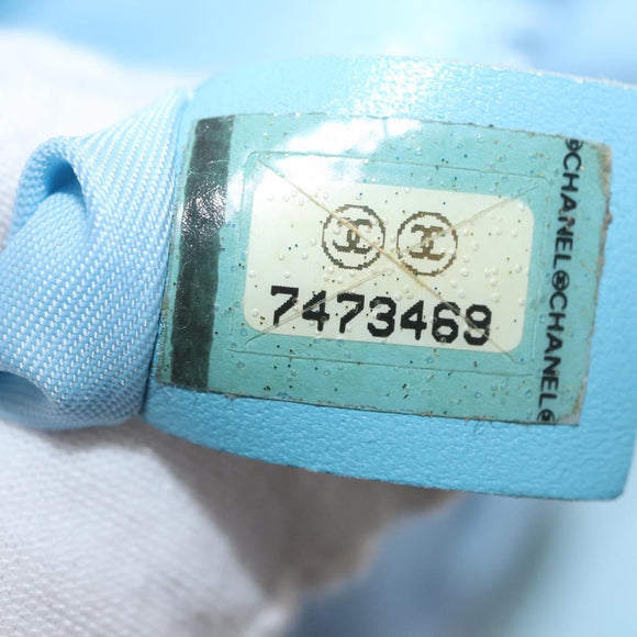 CHANEL New Travel Line Tote Bag Nylon Light Blue Silver CC Auth 159581