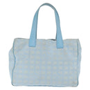 CHANEL New Travel Line Tote Bag Nylon Light Blue Silver CC Auth 159581-3