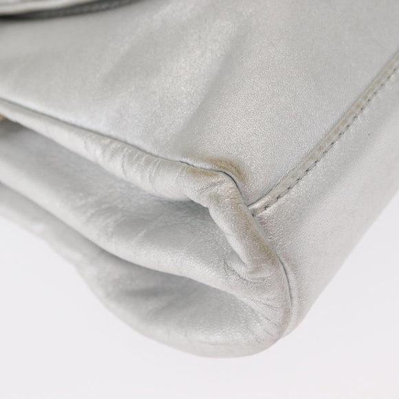 CHANEL 2.55 Matelasse Chain Shoulder Bag Calf Skin Silver Gold CC Auth 159583