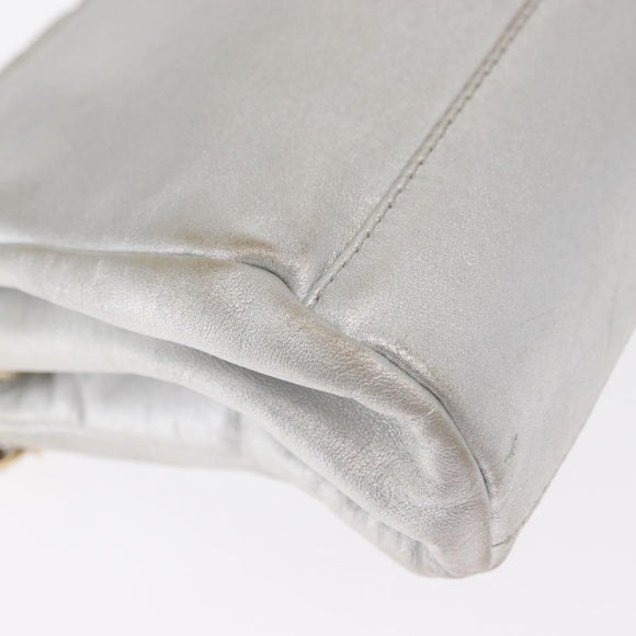 CHANEL 2.55 Matelasse Chain Shoulder Bag Calf Skin Silver Gold CC Auth 159583