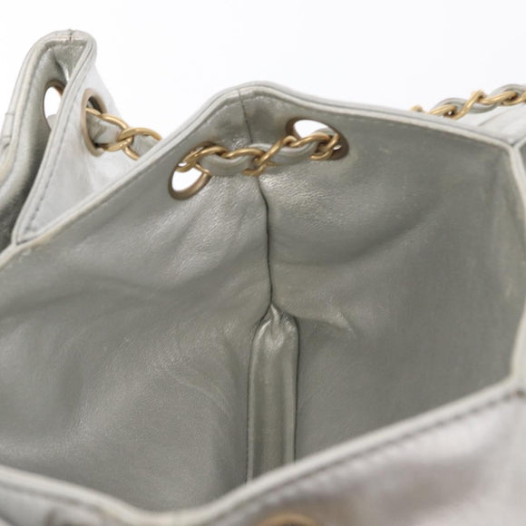 CHANEL 2.55 Matelasse Chain Shoulder Bag Calf Skin Silver Gold CC Auth 159583