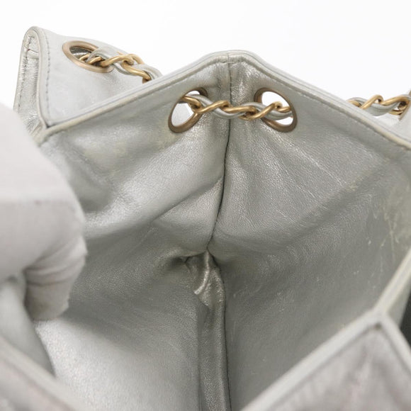 CHANEL 2.55 Matelasse Chain Shoulder Bag Calf Skin Silver Gold CC Auth 159583