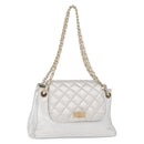 CHANEL 2.55 Matelasse Chain Shoulder Bag Calf Skin Silver Gold CC Auth 159583-1