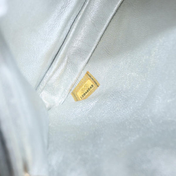 CHANEL 2.55 Matelasse Chain Shoulder Bag Calf Skin Silver Gold CC Auth 159583