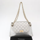 CHANEL 2.55 Matelasse Chain Shoulder Bag Calf Skin Silver Gold CC Auth 159583-12