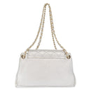 CHANEL 2.55 Matelasse Chain Shoulder Bag Calf Skin Silver Gold CC Auth 159583-2
