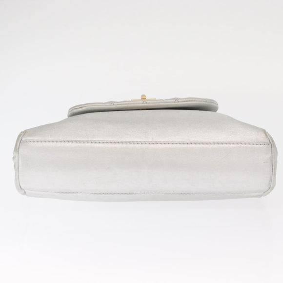 CHANEL 2.55 Matelasse Chain Shoulder Bag Calf Skin Silver Gold CC Auth 159583