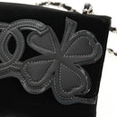 CHANEL Schoudertas met ketting Camellia No.5 Velours Zwart Zilveren CC Auth 159584V-20