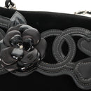 CHANEL Schoudertas met ketting Camellia No.5 Velours Zwart Zilveren CC Auth 159584V-21