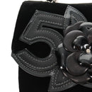 CHANEL Schoudertas met ketting Camellia No.5 Velours Zwart Zilveren CC Auth 159584V-8
