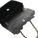 CHANEL Schoudertas met ketting Camellia No.5 Velours Zwart Zilveren CC Auth 159584V-22