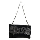 CHANEL Schoudertas met ketting Camellia No.5 Velours Zwart Zilveren CC Auth 159584V-13