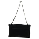 CHANEL Schoudertas met ketting Camellia No.5 Velours Zwart Zilveren CC Auth 159584V-2