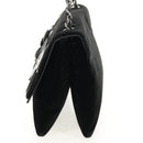 CHANEL Schoudertas met ketting Camellia No.5 Velours Zwart Zilveren CC Auth 159584V-3
