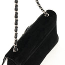 CHANEL Schoudertas met ketting Camellia No.5 Velours Zwart Zilveren CC Auth 159584V-6