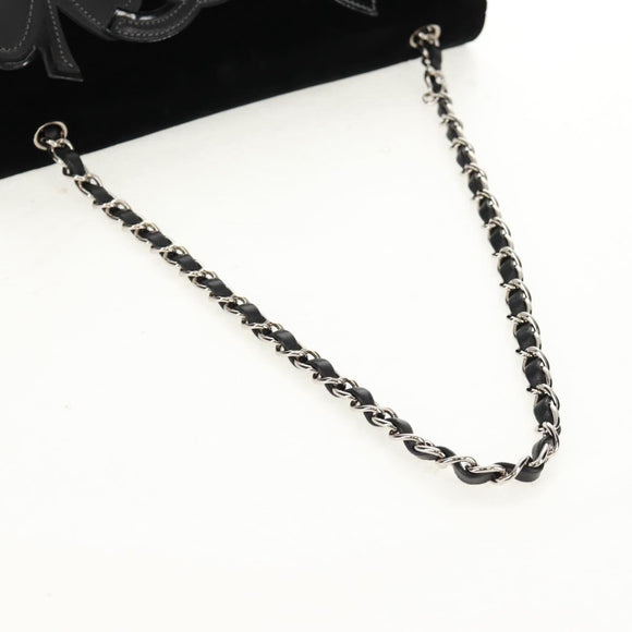 CHANEL Schoudertas met ketting Camellia No.5 Velours Zwart Zilveren CC Auth 159584V