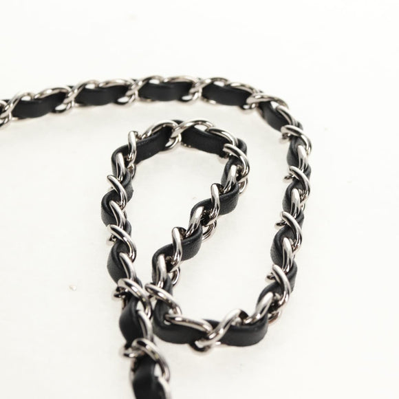 CHANEL Schoudertas met ketting Camellia No.5 Velours Zwart Zilveren CC Auth 159584V