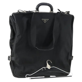 PRADA Garment Cover Nylon Black Silver Auth 159585