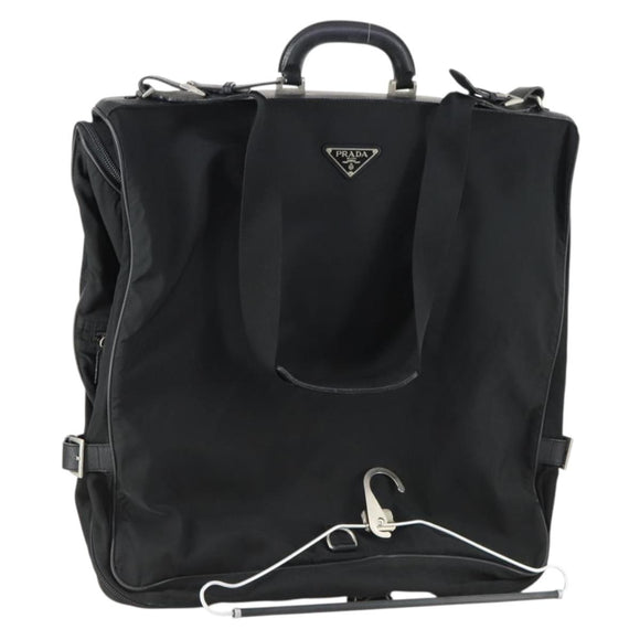 PRADA Garment Cover Nylon Black Silver Auth 159585