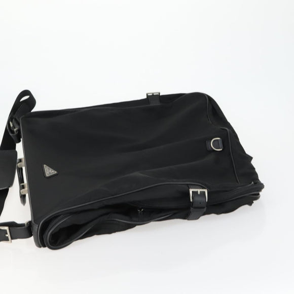 PRADA Garment Cover Nylon Black Silver Auth 159585