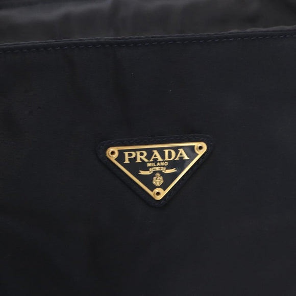 PRADA Hand Bag Nylon Navy Gold Auth 159587
