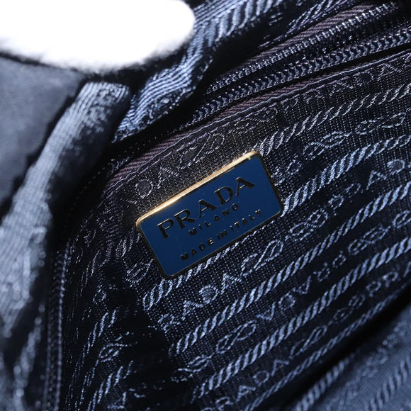 PRADA Hand Bag Nylon Navy Gold Auth 159587