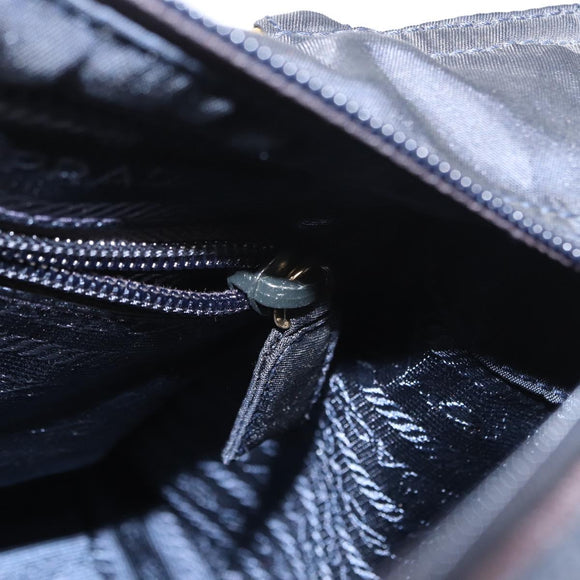 PRADA Hand Bag Nylon Navy Gold Auth 159587