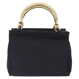 PRADA Hand Bag Nylon Navy Gold Auth 159587 - 0