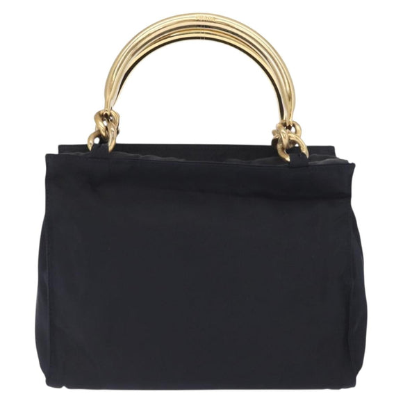 PRADA Hand Bag Nylon Navy Gold Auth 159587