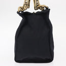 PRADA Hand Bag Nylon Navy Gold Auth 159587-4